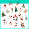 Festive 19pcs Metal Alloy Mixed Christmas Charms Set With Colorful Designs
