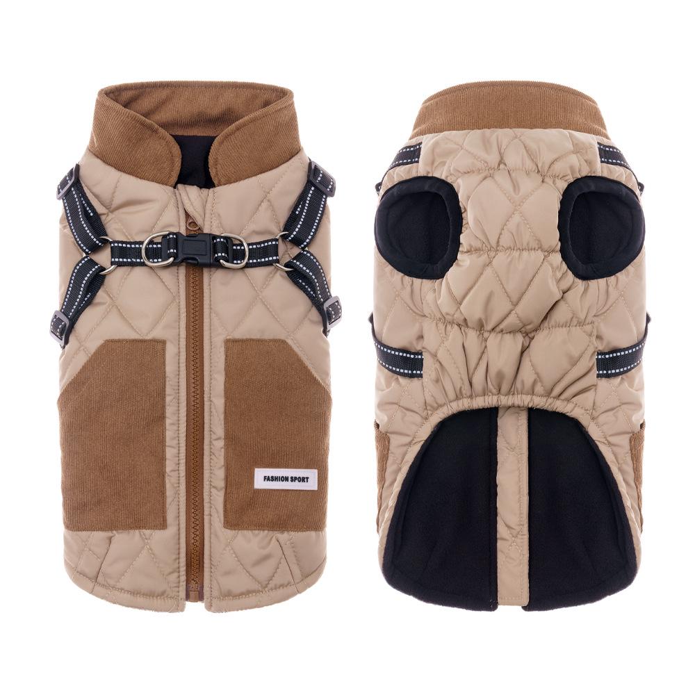 Dog-Friendly Warm Down Jacket, Thickened PP Cotton Filling, Back Opening, Easy On/Off.