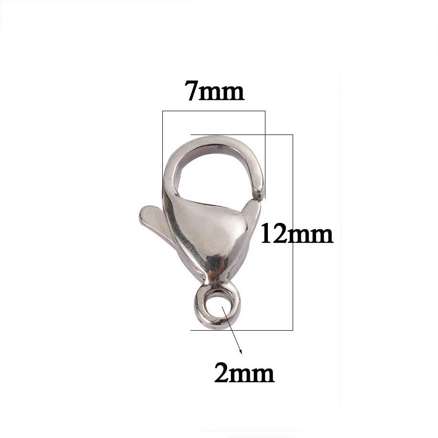20pcs 9/10/12/15mm Stainless Steel Lobster Clasps Jewelry Finding DIY Clasp Hooks Necklace & Bracelet Chain Jewelry Components