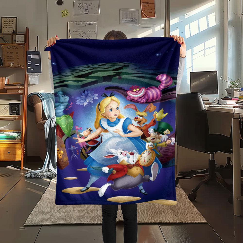 1PC Alice Wonderland Tale Blanket, High quality Comfortable for All Seasons, Home Decor, Warmth and Comfort