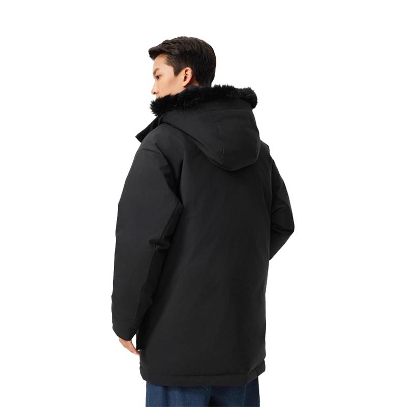 Li Ning Logo Solid Color Warm Classic Zip Up Hooded Down Jacket Unisex outerwear AMMY360-1