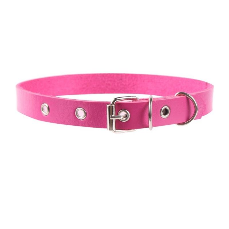 Nightclub Necklace Cosplay Gothic Punk Rock Choker Chain Adjustable PU Leather Collar for Fashionable Youth