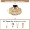 1Pcs Vintage Natural Hand-woven Hemp Rope Ceiling Light Nordic Indoor Decorative Lights for Bedroom Living Room Tea Corridor