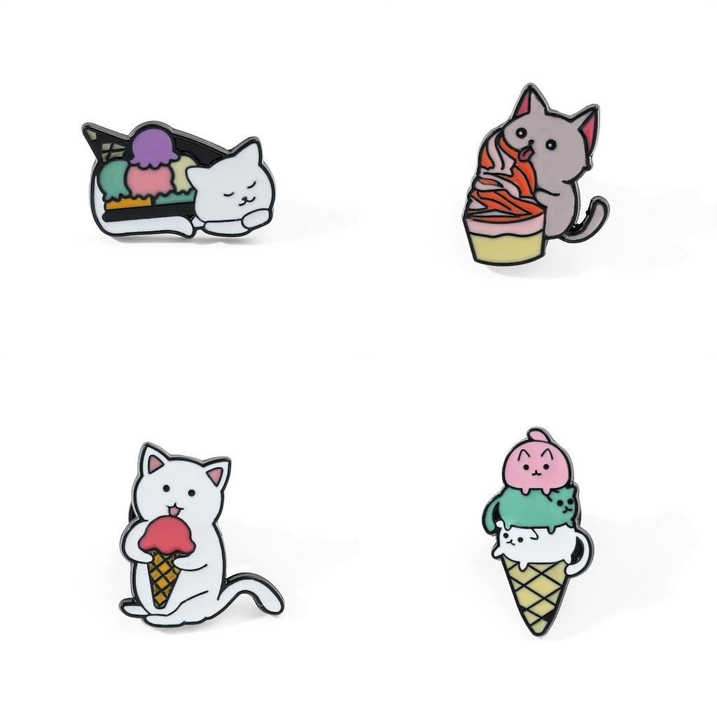 Cute Cartoon Cat Brooch Pin Alloy Cat Cone Pin For Bags Accessories And Backpacks