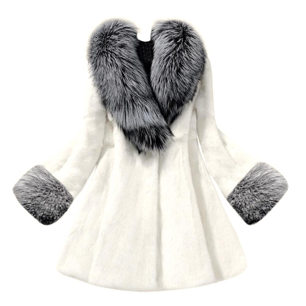 Women Long Of Imitation Mink Coat With Cap