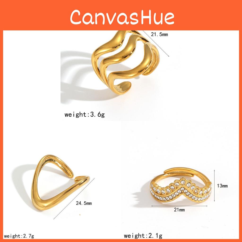 Geometric Stainless Steel Adjustable Ring With Diamonds For Women And Modern Fashion