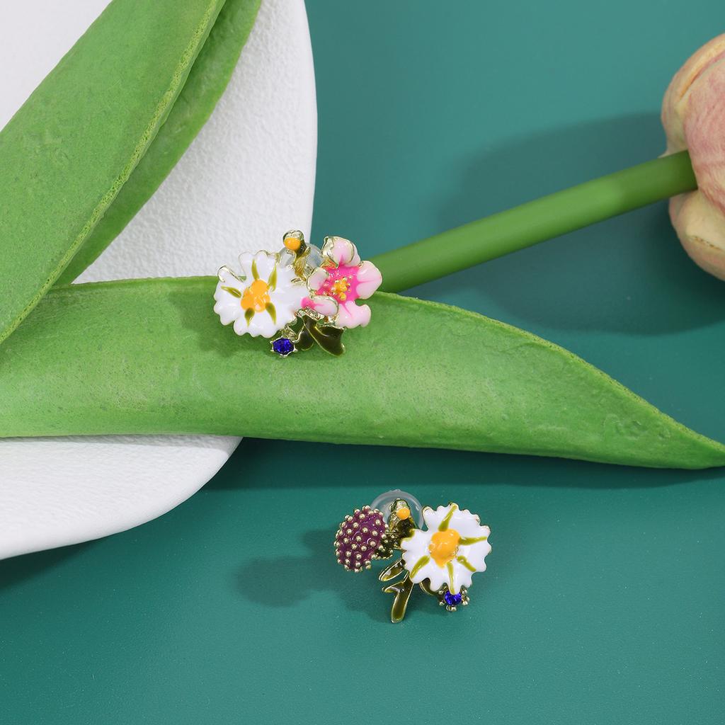 Colorful Daisy Asymmetric Flower Earrings for Women