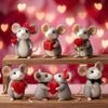 Wool Felt Valentine's Day Felt Mouse Mini Size Valentines Day Decor  Festival Atmosphere