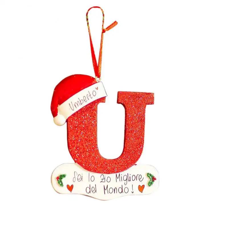 Christmas Tree Decoration Letter Pendant 26 Letters Home Holiday Wooden Pendant Xmas New Year Decor Ornament Customizable