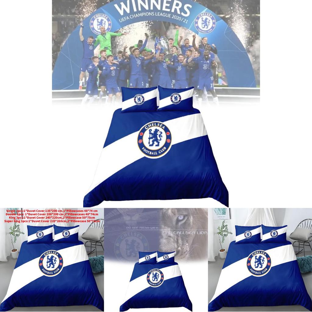 Chelsea Football Fan Gift Duvet Cover Set With Soft Polyester For Double Bed Bedroom Decor