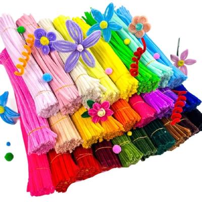 100pcs Chenille Stems DIY Strips Twist Bar Plush Tinsel Stem Plush Wired Twist Sticks  Decor