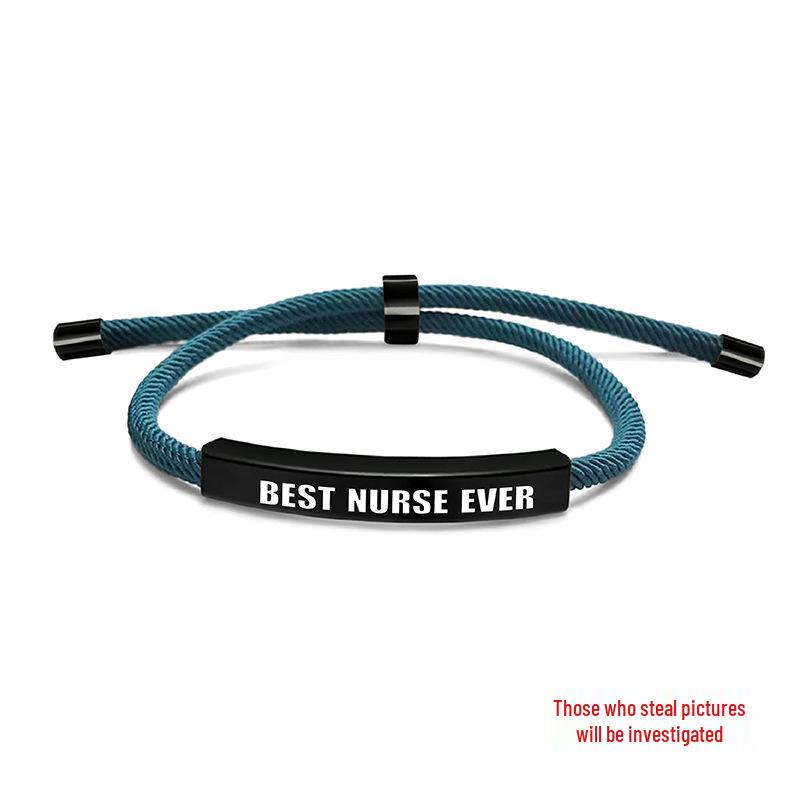 Multi-Color Engraved Stainless Steel Rope Bracelet: Nurse's Day Commemorative Christmas Gift
