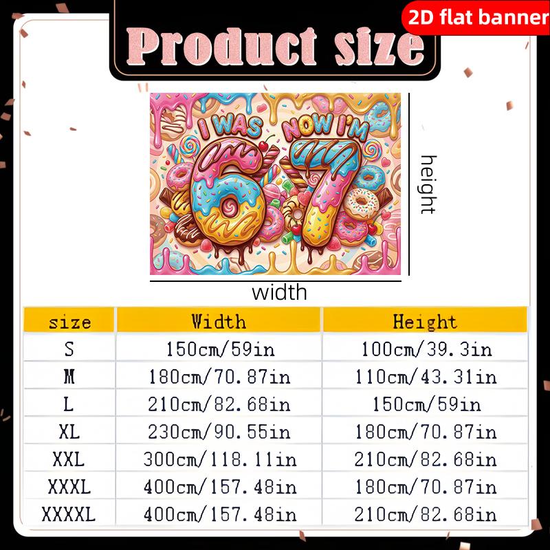 2D Flat Banner Polyester Cartoon Donut Pattern Party Banner Holiday Party Decoration Background Cloth