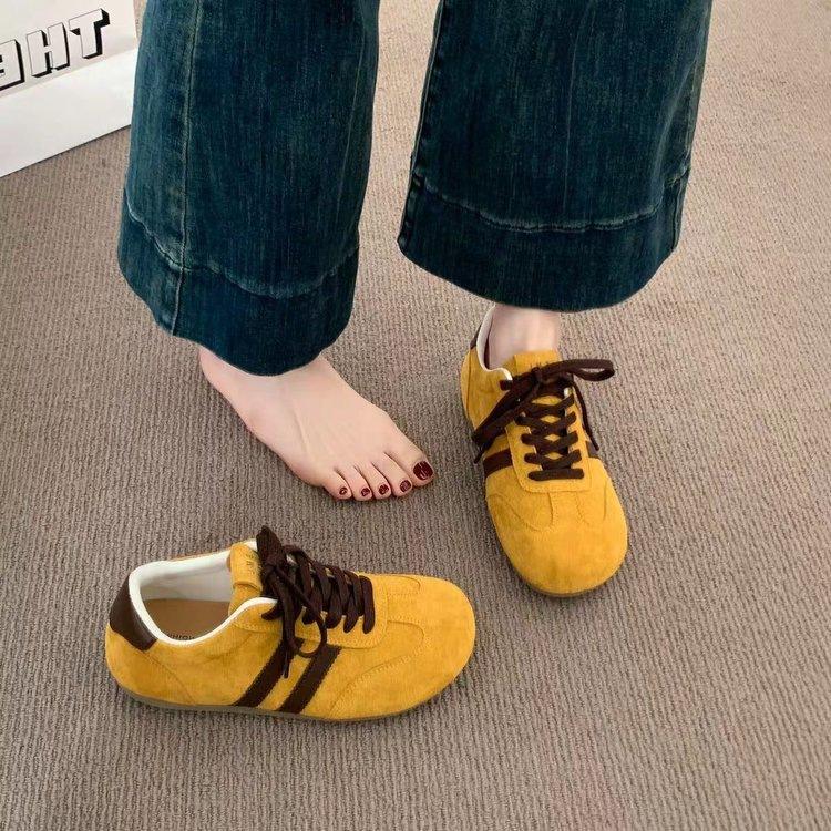 Popular retro flat-bottomed German training shoes women's 2025 autumn new light and comfortable color matching versatile niche casual shoes