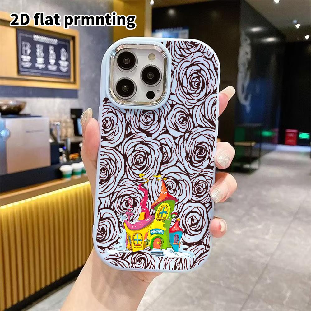 Phone Case: 2D flat design suitable for iPhone 18 17 16 15 14 13 Pro protective case, couple style, fantasy cottage, Christmas and Halloween gift