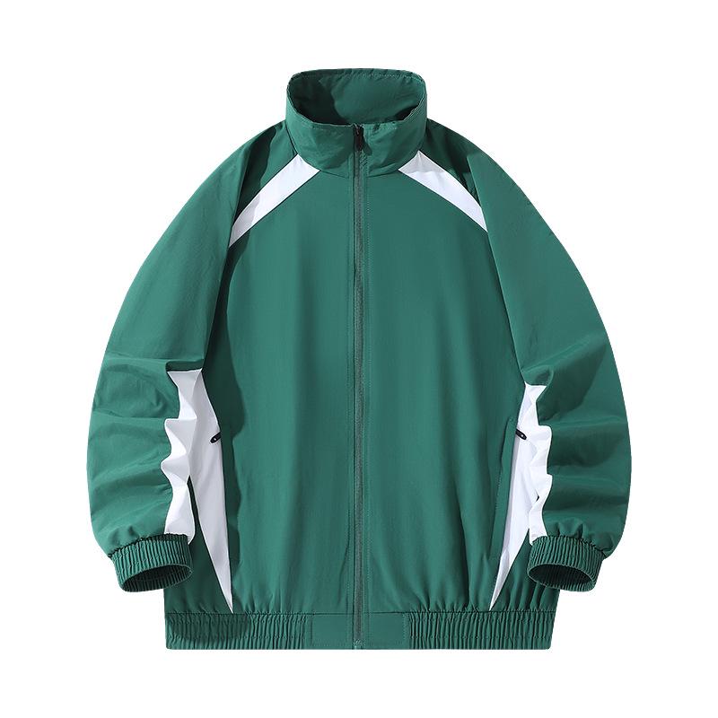 Men's Color Block Patchwork Jacket - Trendy, Loose, Stand Collar, Sports Casual for Spring and Autumn