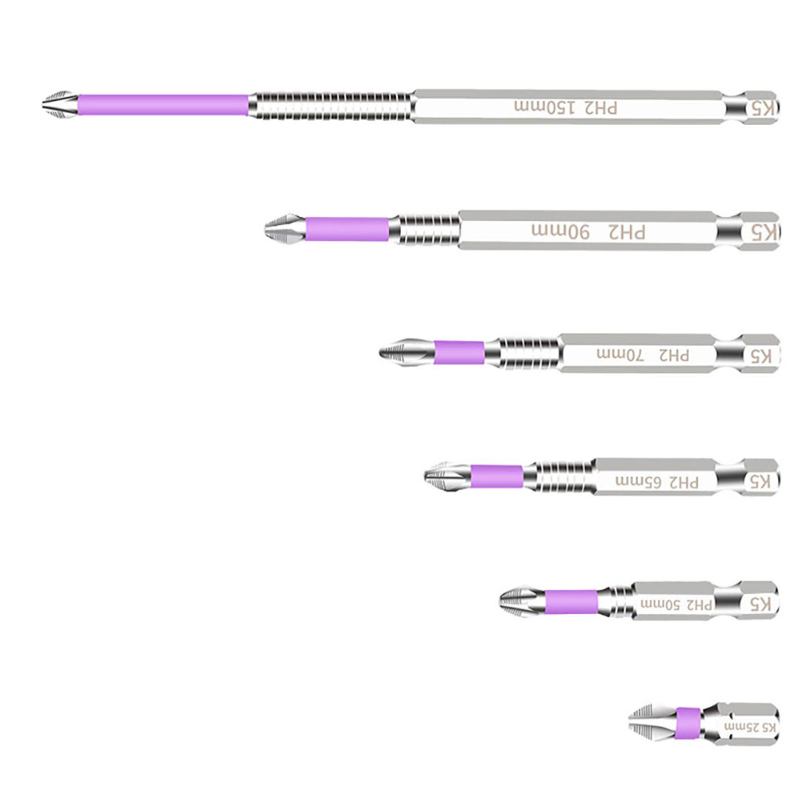 

6 шт. Насадки для отвертки Противоскользящие Высокая твердость Ударопрочные насадки Высокий крутящий момент Сильные магниты