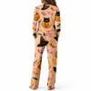 Women's Casual Pajama Set with Long Sleeve Round Neck and Drawstring Wide Leg Pants for Sleep and