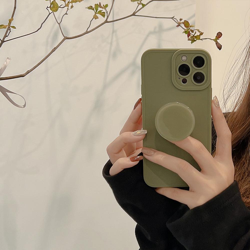 Luxury Bracket Phone Cases For iPhone 15 14 13 12 11 Pro Max Light Pure Colour Soft TPU With Holder Stand Back Cover Accessories