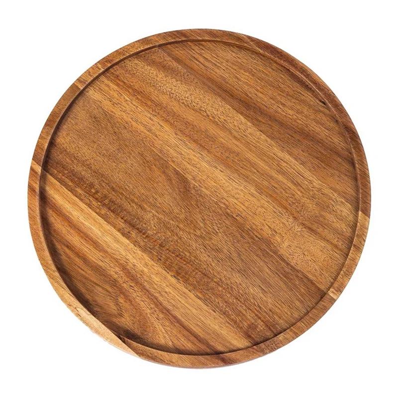 BTCL Round Wood Tray,Wooden Serving Tray,Serving Platter,Appetizer Charcuterie Board,Tray Organizer For Kitchen/Countertop