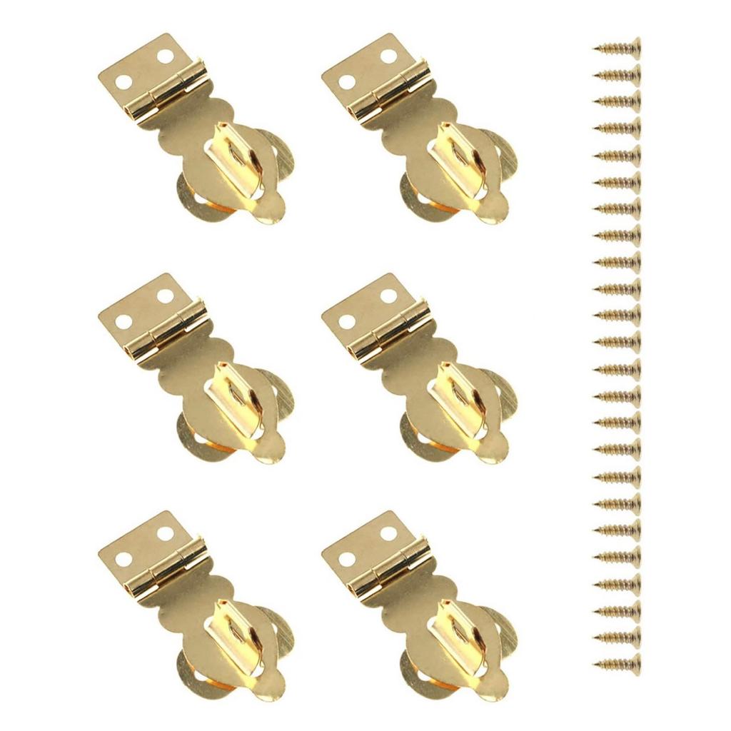 Pack Of 6 Mini Brass Padlock Hasps with Screws Gold Metal Hasp Locks Set for Jewelry Boxes & Wooden Storage Cabinets