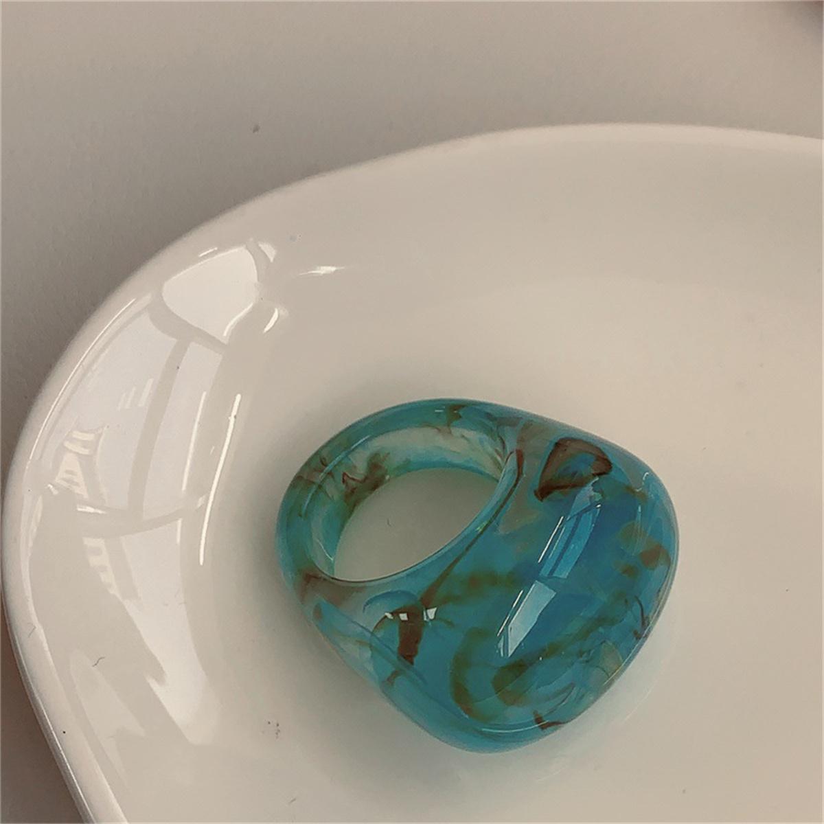 

2026 Korea Vintage Transparent Resin Colorful Rings Chic Colorful Acrylic Blue Geometric Irregular Ring for Women Jewelry Gifts 7