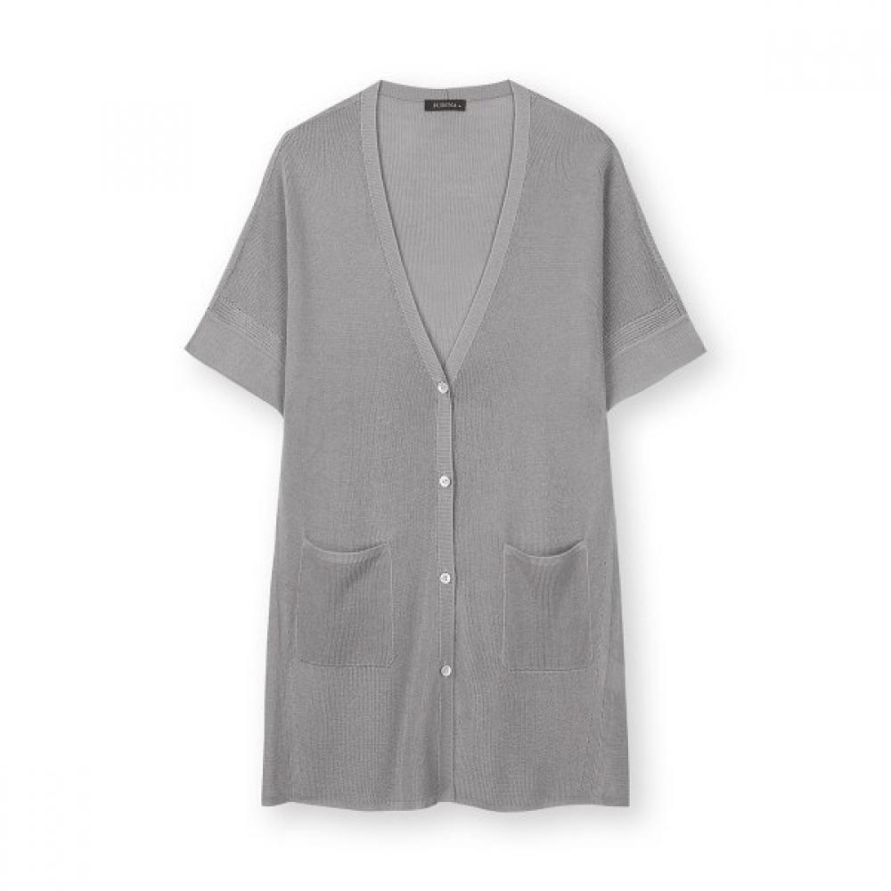 Furina Volume Soft V Neck Short sleeVe Knit Cardigan Grey/M (90)