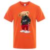 100% Cotton Sports Mask Bear Print Short-sleeved T-shirt male Half-sleeved Summer Casual Oversized T-shirt men Shirt S-3XL