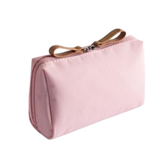 

Дорожная косметичка с двойной застежкой-молнией, сумка для хранения косметики, переносная сумка-органайзер для туалетных принадлежностей для отпуска, деловой поездки, домашнего использования розовый