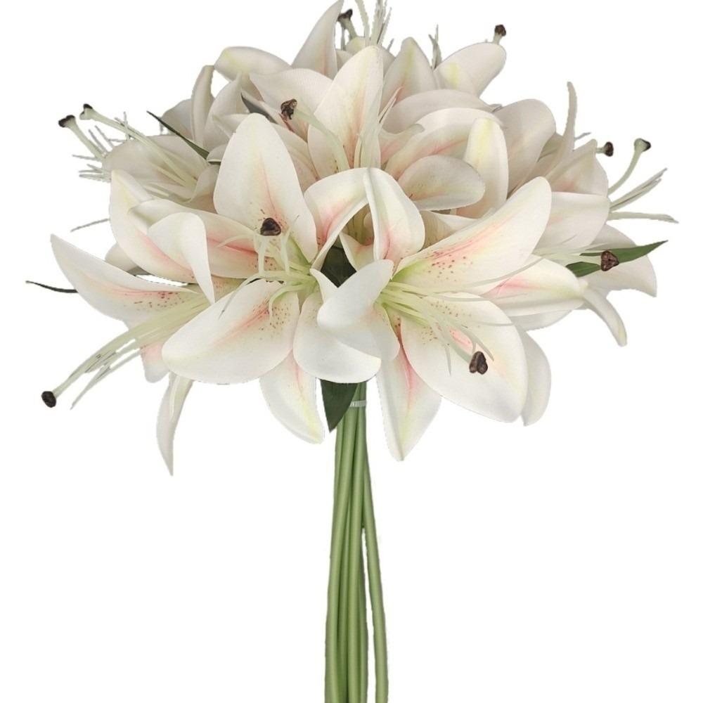 

Fashion 12 Heads Artificial Lilis Floral Arrangement Realistic Fake Flowers DIY Flower Plastic Flower Bouquet Photography Props світло-рожевий колір
