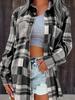2024 Women's Pink Plaid Loose Long Sleeve Shirt Jacket