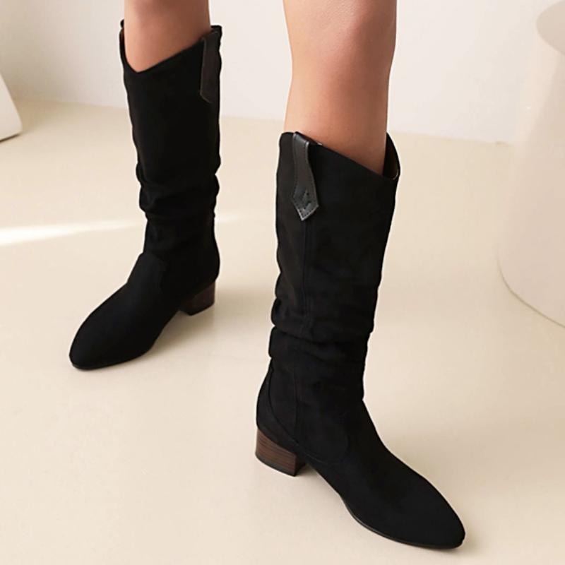 Autumn Winter Knee High Boots Women Black Brown Suede Women's High Boot Casual Low Heels Fashion Long Party Shoes Lady Big Size