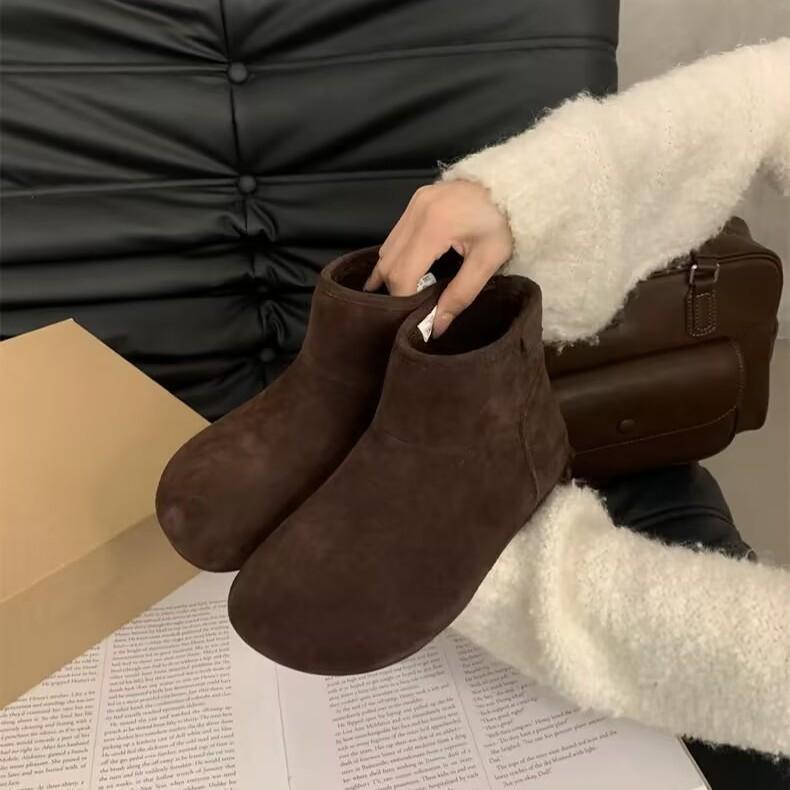 Women's Large Size Soft Sole Heightening Winter Warm Fur One Anti-slip Snow Boots Plush Lined Ankle Boots Outdoor Sports Cotton Boots