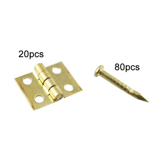 

20 шт. мини-металлические петли с гвоздями DIY миниатюрная мебель аксессуар для кукольного домика