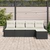 Ensemble de Canapé de Jardin 5 Pièces avec Coussins Rattan Poly Noir, Canapé de Jardin 2 Places avec Coussins Rattan Poly 3345657