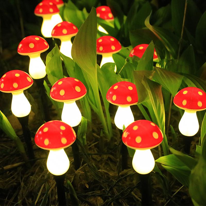LED Solar Panel Mushroom Fairy Light Garden Outdoor Waterproof Night Lamp Yard for Christmas Wedding Party Decoration 8/12/20LED