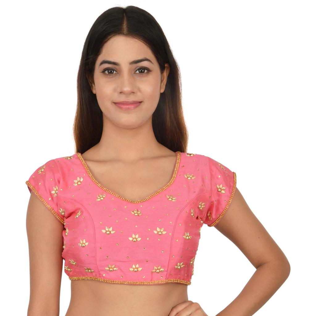Readymade Desigenr Stitched Blosue Women's Silk Blend Crop Top Choli Dress