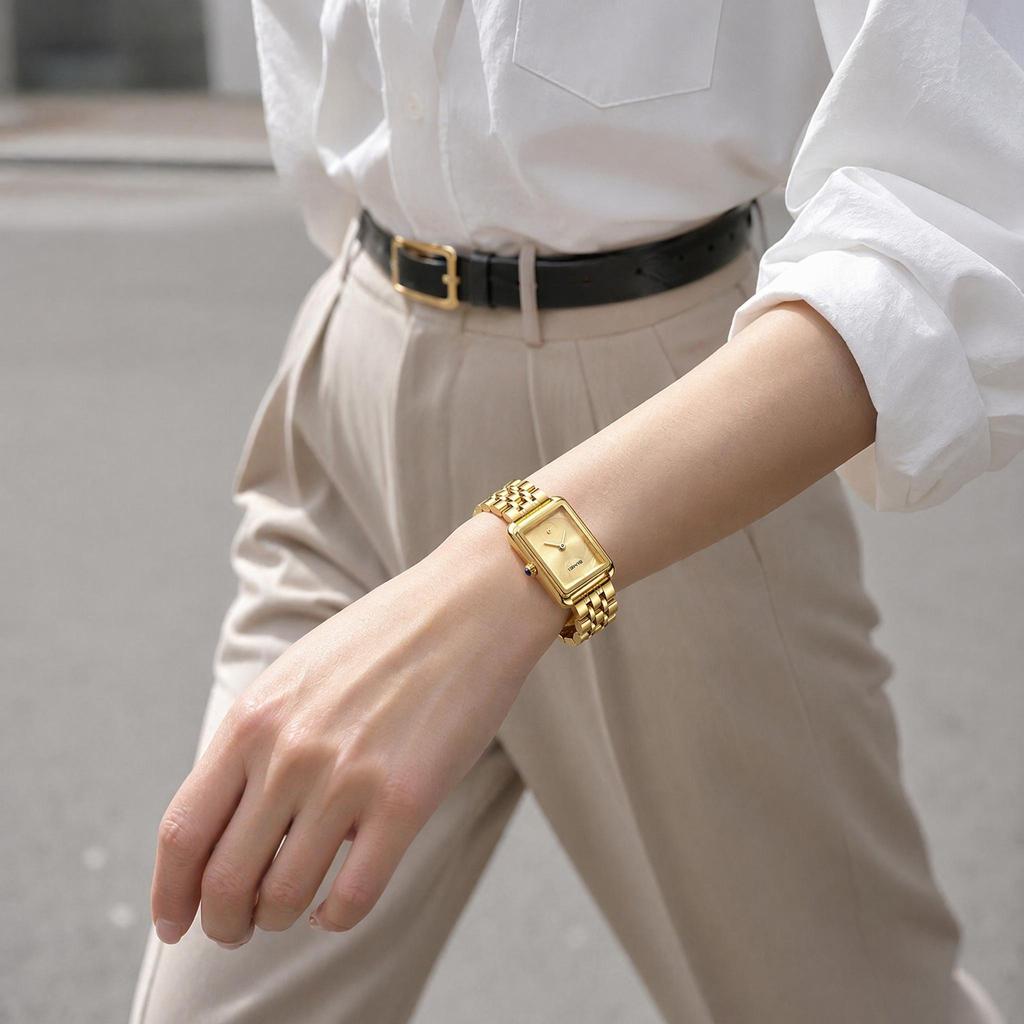 Damen-Quarzuhr SKMEI Quadratisch Gold Edelstahl 2670