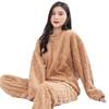 2024 Unisex Winter Jacquard Flannel Set - Thick Warm Home Wear for Couples