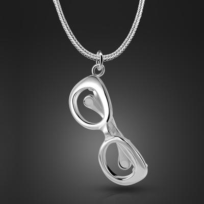 Fashion Woman Necklace 100% 925 Sterling Silver New Design Sunglasses Pendant Chain Necklace for Man Couples Fine Jewelry