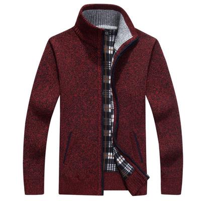 Men Winter Cardigan Coat Fertilizer To Increase Plus Velvet Thick Sweater