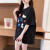 Large size women's clothing, foreign style, summer fashion embroidery, loose cartoon t-shirt, short-sleeved women's