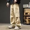 Overalls Men's Spring and Autumn Loose Drawstring Straight Casual Pants Personalized Splicing Pleats American Trendy Brand Ruffian Handsome Paratroo