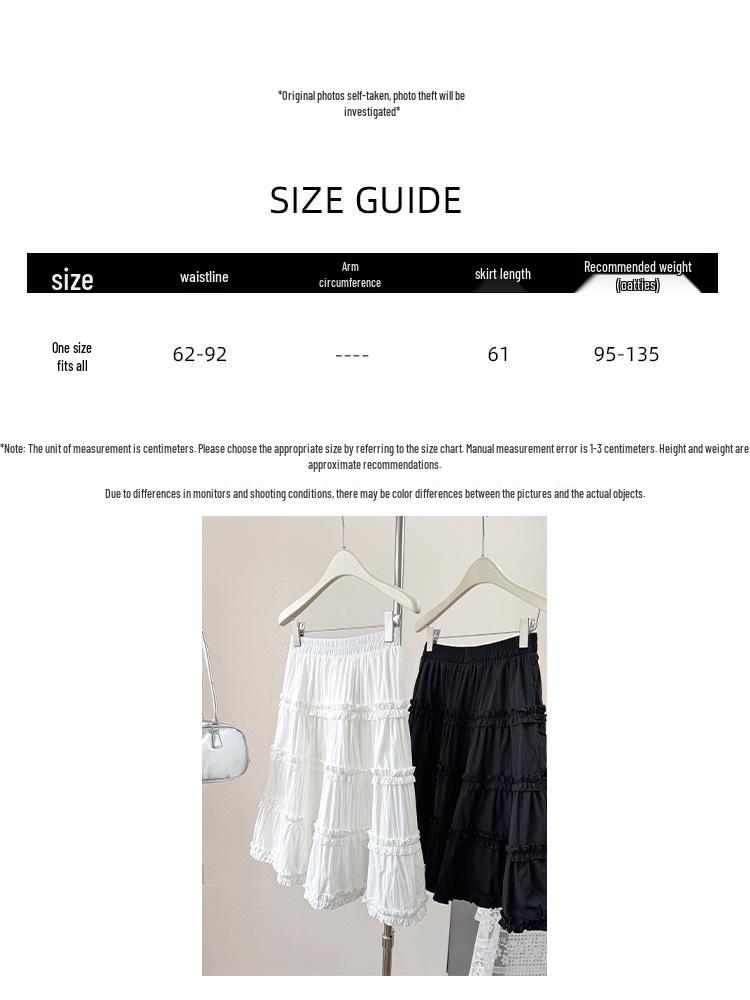 Sweet Ruffled White Puff Cake Skirt for Women - High-Waisted Slim A-Line Midi (2026 Summer)