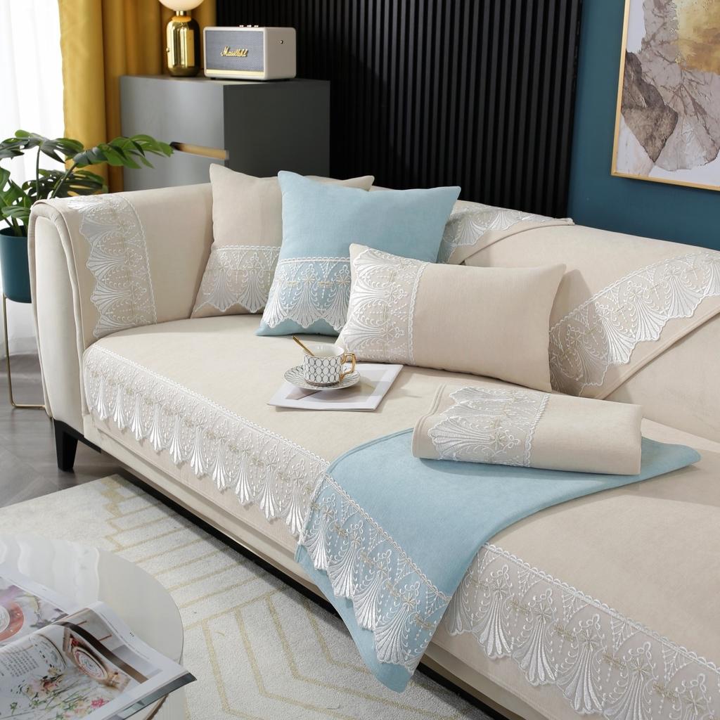 Chenille Sofa Cushion Four Seasons Universal Non-Slip Modern Fabric French Sofa Towel Slipcover Pillow