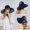 Sun Protection Hat For Women With Leaf Pattern Summer Wide Brim Cap For Beach And Outdoor Activities