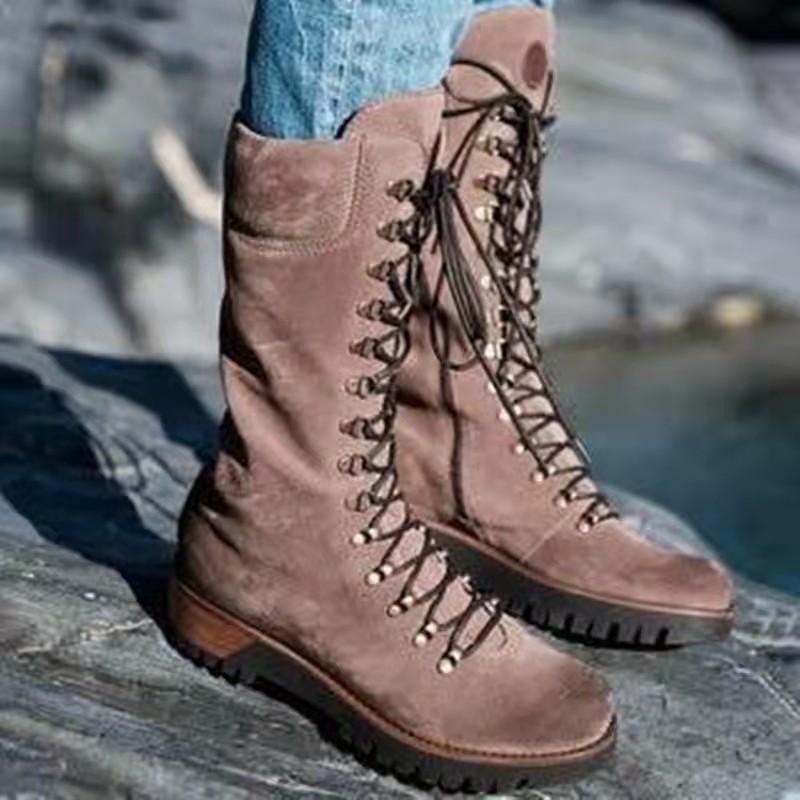 Fashion New Style Women's Boots Spring Fashion Women's Casual Shoes Mid-calf Boots Lace Up Comfortable Women's Sneakers Zapatos Mujer