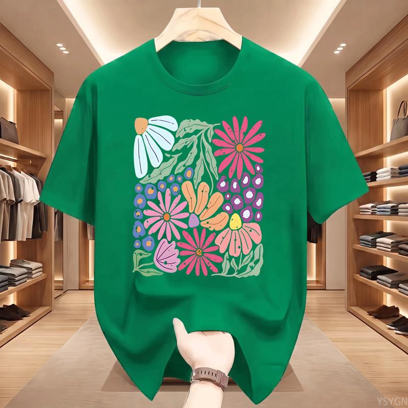 Trendy Boho Floral Tshirt Soft Flower Graphic Tshirt Cute Spring Garden Botanical Top Summer Short Sleeve Unisexs Clothing Tops