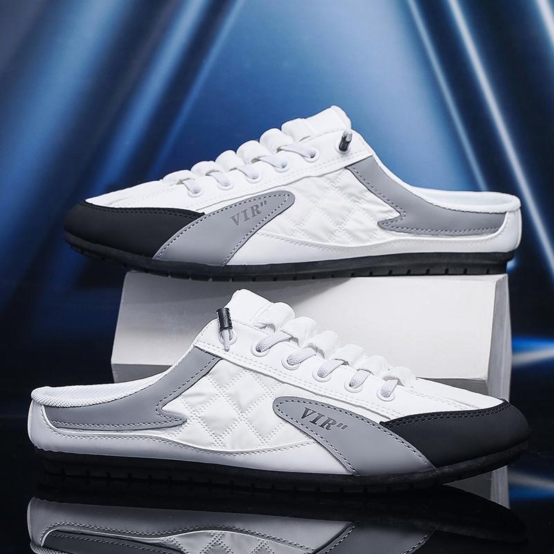 2024 Fashion Men New Style Lat-soled Wild Flat-bottomed Summer Thin Section Baotou Half Slippers