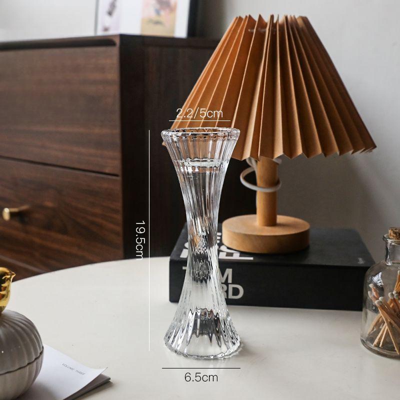 Vintage Transparent Small Waist Glass Candle Holder for Home Decor& Romantic Atmosphere, Candlestick Ideal for Candle-lit Dinner